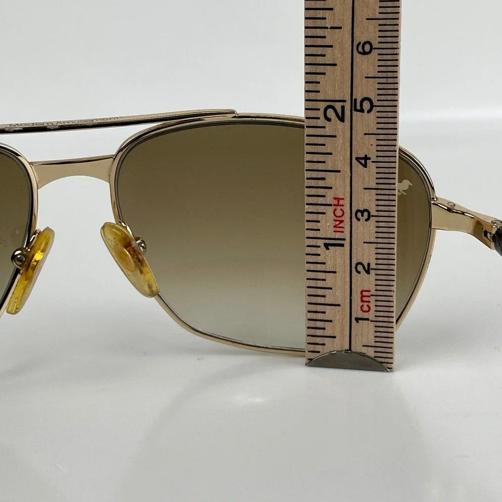 Modern Amusement Aviator Sunglasses Gradient 7s Gold/Brown Leather Y2K 59-14-130