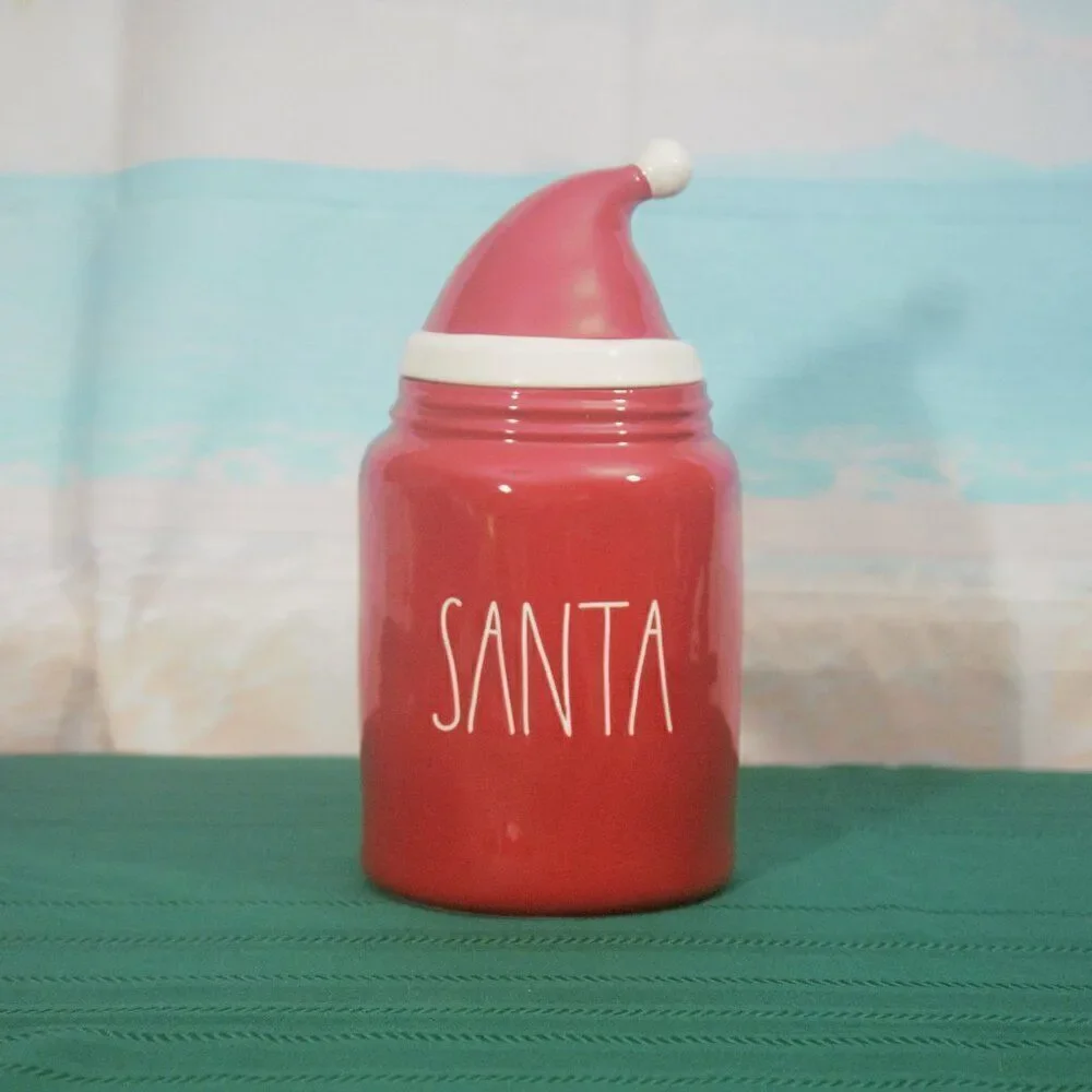 Rae Dunn Santa Canister Round Container with Hat Topper