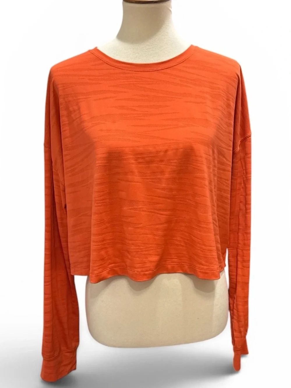 lululemon athletica Long-Sleeve Cropped Tee in Coral Orange #487