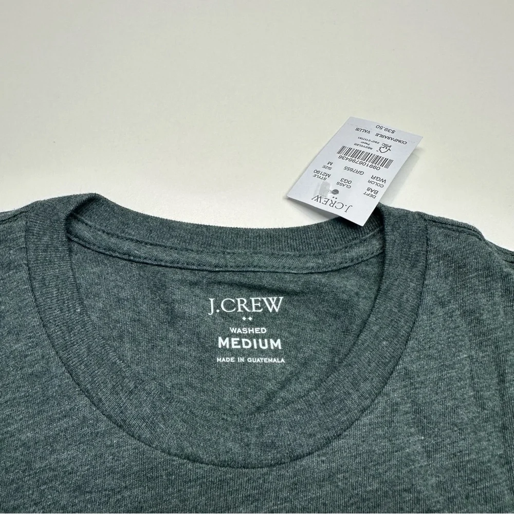 J.Crew Men’s Re-Imagined Washed Long Sleeve Crewneck Tee Heather Gray Green