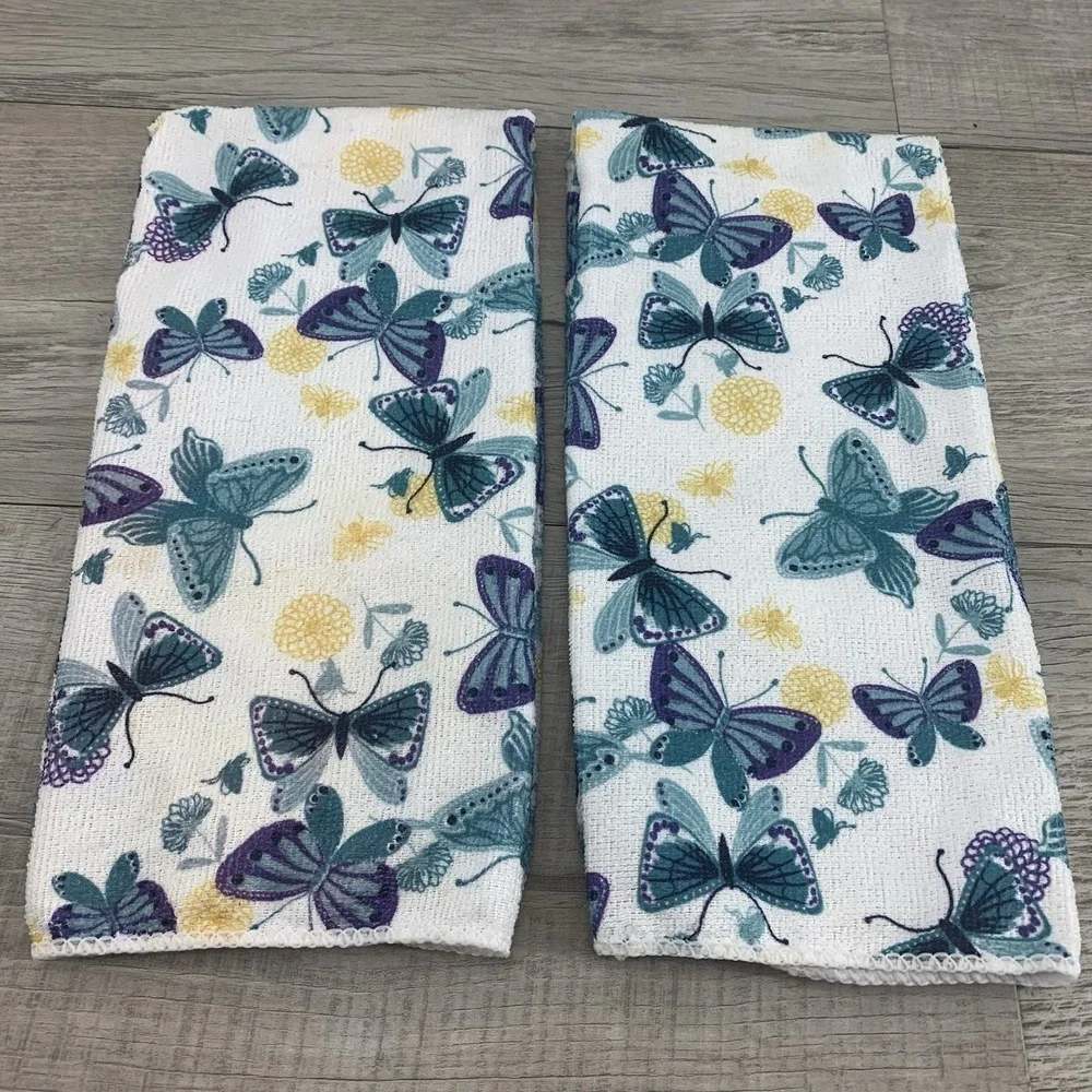 2 Kitchen Towels Butterfly Theme 14