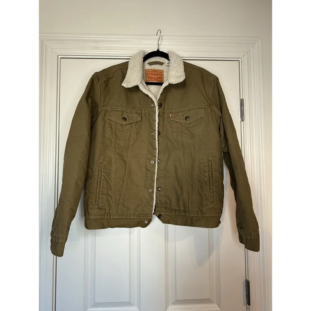 Levi's Canvas Type III Sherpa Trucker Jacket Coat Brown Size Medium‎