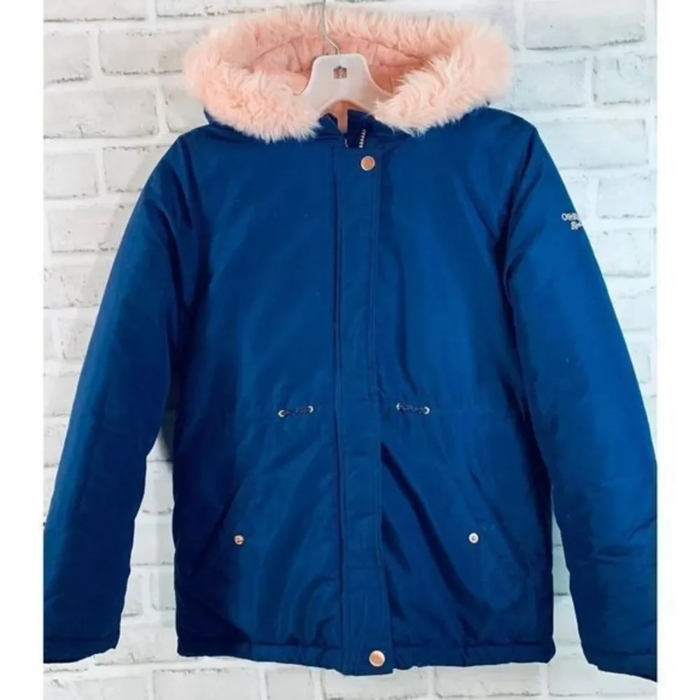 Osh Kosh‎ B' Gosh Girls Faux Fur Navy&Pink Coat 12