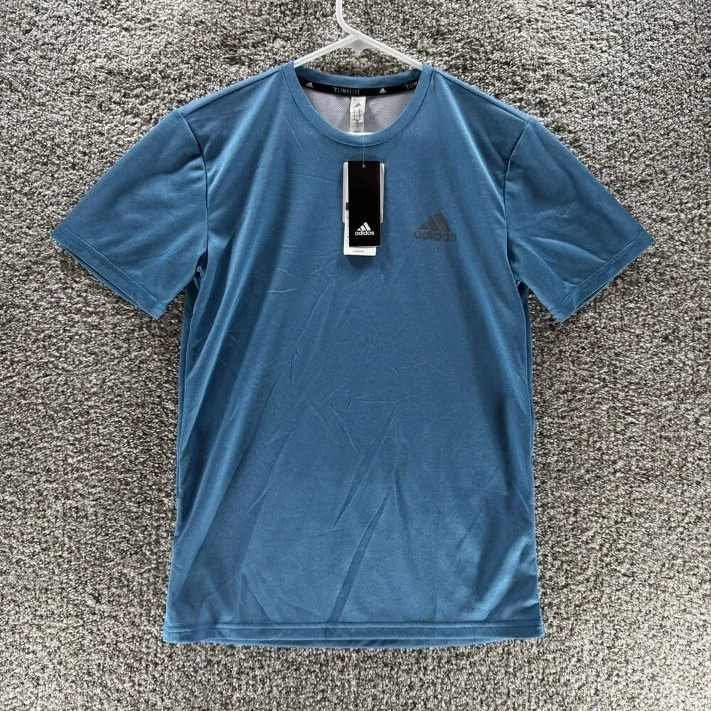 Adidas Shirt Mens Small Blue Climalite Tech Tee New With Tags Short Sleeve Adult