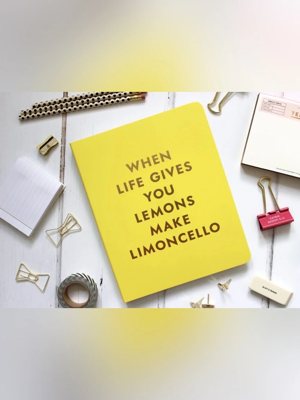 Kate Spade WHEN LIFE GIVES YOU LEMONS MAKE LIMONCELLO Leatherette Notepad Folio