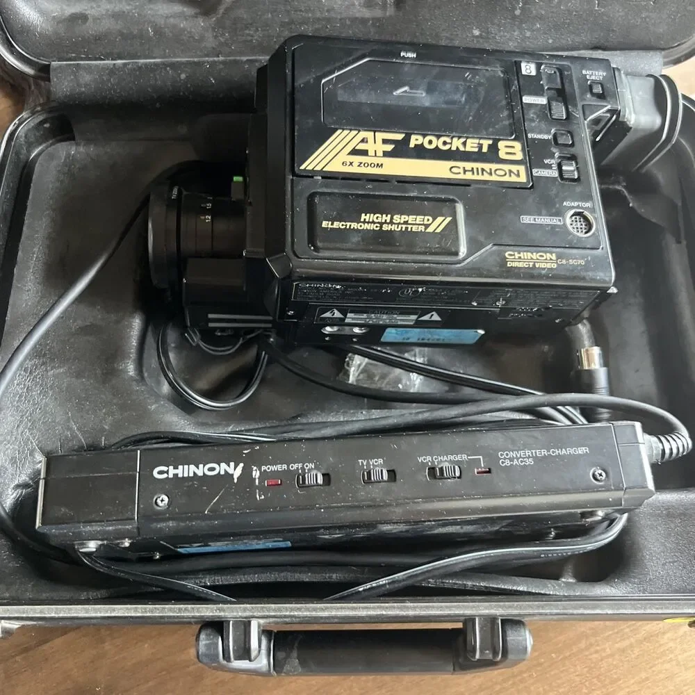 CHINON Pocket 8 C8-C60 Video Camera 6X Zoom Circa 1980's Full Set W Case No Batt