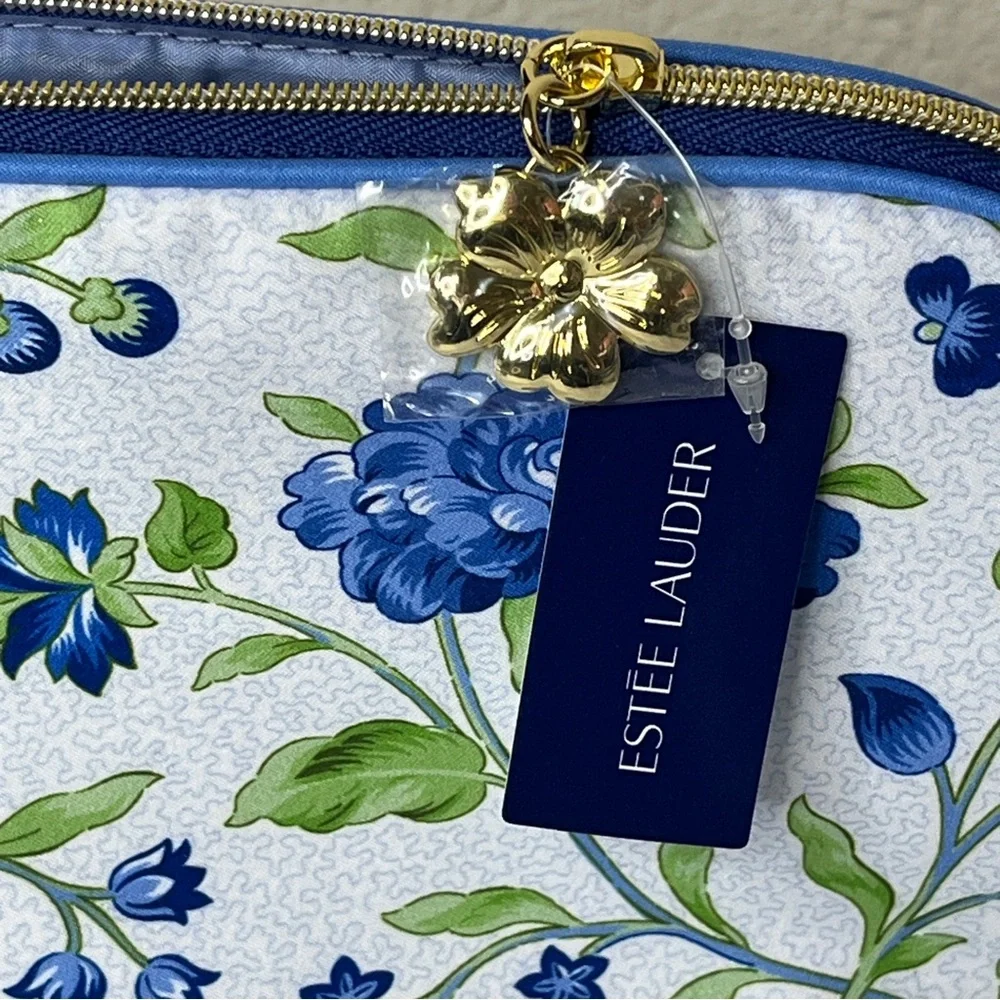 Estee Lauder Pure Color 220 Powerful Lipstick with Mascara & Floral Bag Bundle