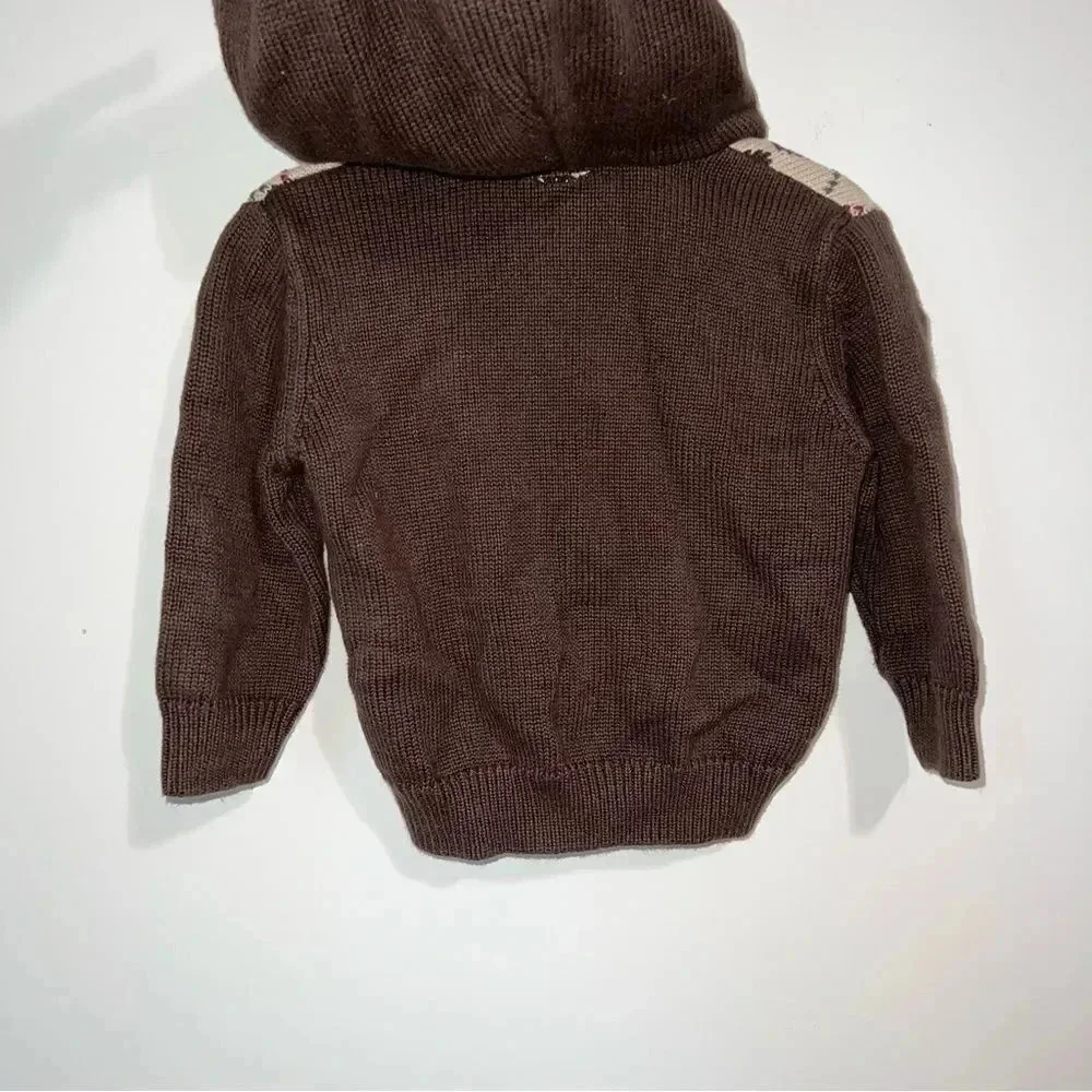Gymboree Brown Argyle Zip Up Sweater with Hoodie Infant Boys 6-12 months