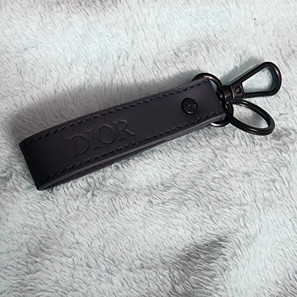 Dior Navy Leather Key Ring Holder Clasp New Gift Accessory Bag Charm