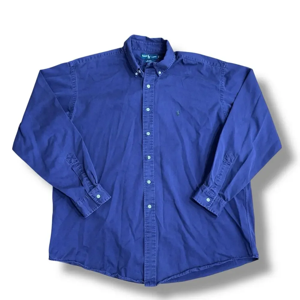 Polo Ralph Lauren Men Size XL Blake Purple Long Sleeve Cotton Button Shirt Pony
