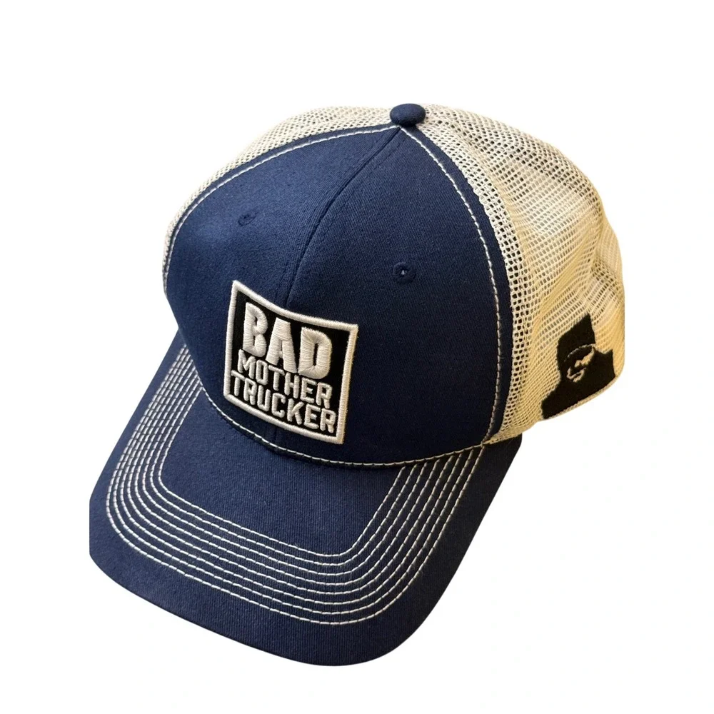 Eric Church Bad Mother Trucker‎ Hat Navy Blue White Mesh Snapback Country Cap