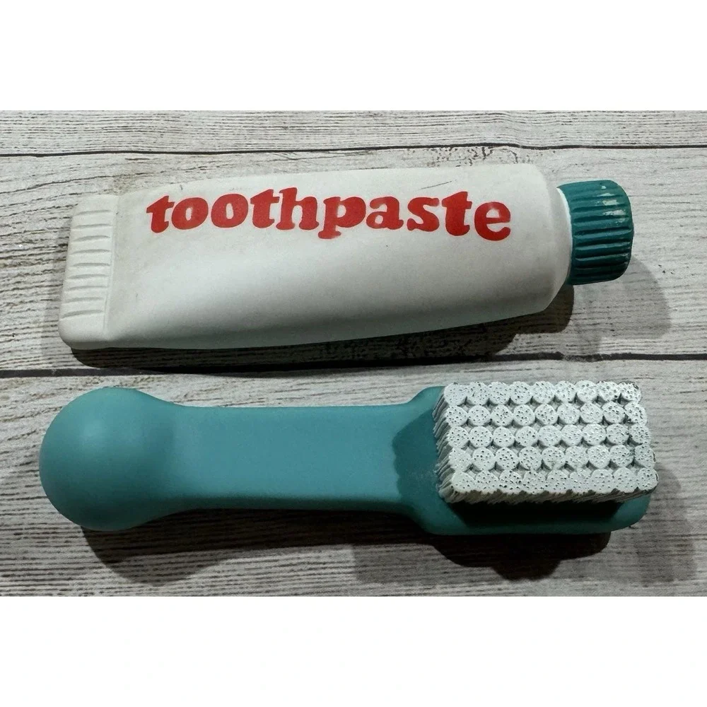 Vintage 1979 The First Years Squeaky Bath Toys Toothpaste & Toothbrush Tub37