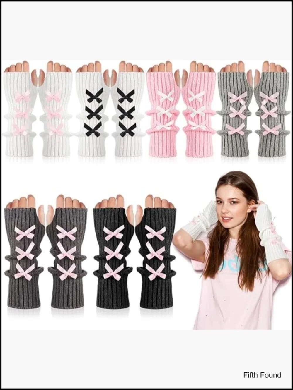 6 Pairs Arm Warmers Kawaii Sleeves Y2k Harajuku Lolita Style Fingerless Gloves
