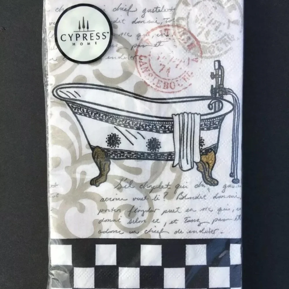2 Packages Cypress Home Guest Napkins Paper Claw Foot Bathtub Crafts Retro NIP