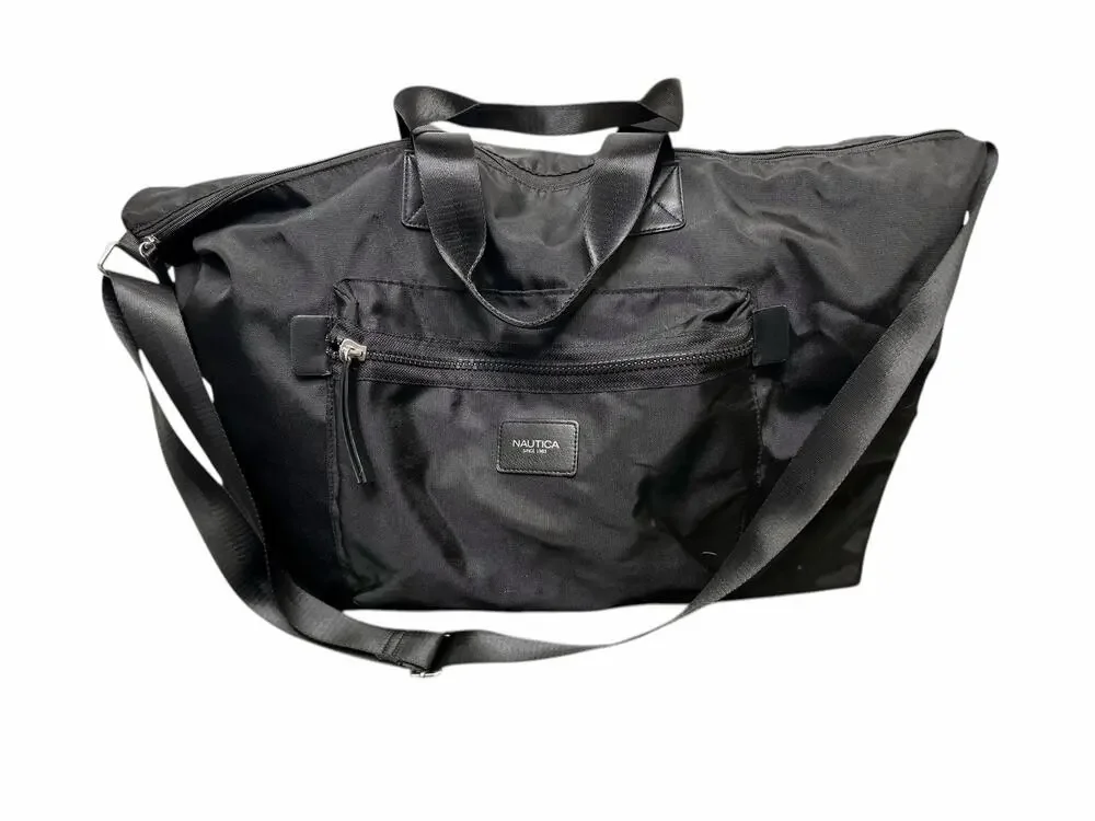 Nautica Black Overnight Travel Weekender Duffle Gym Bag TCarry On Extra Large