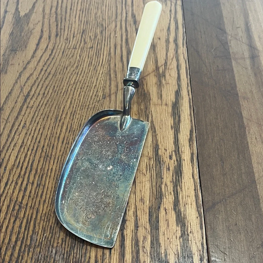 Vintage Silver and Cream crumb scraper