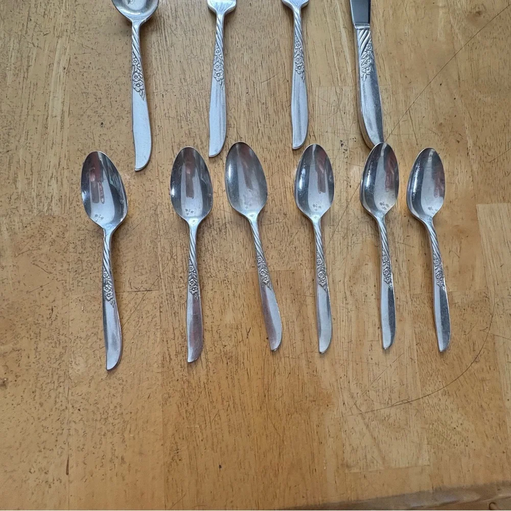 Wm Rogers Oneida Wildwood I Always Silver Plate 10 Pieces Spoons Knife Fork 1958