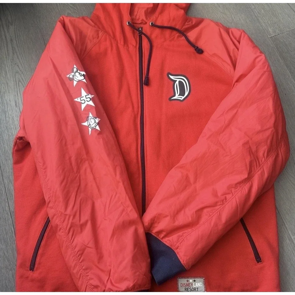 Disney Parks Jacket Mens XL‎ Red Hooded Full Zip Disneyland Resort Mickey 55