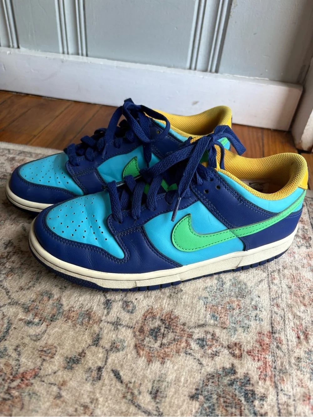 6.5Y Nike Dunks Blue & Teal Low-Top Sneakers