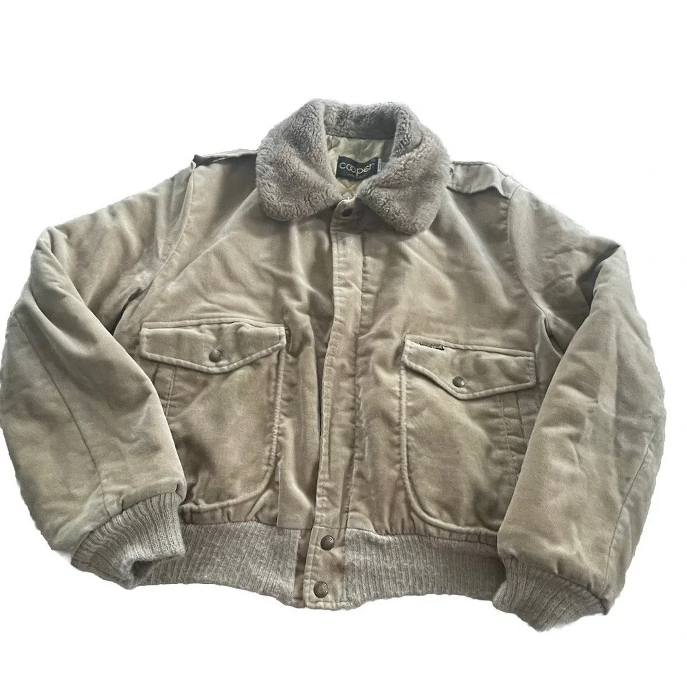 Vintage 70s Cooper Sportswear Corduroy Bomber Jacket Men's Sz 46 XL New York USA