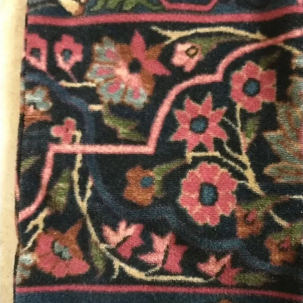 Vtg Ralph Lauren Pillow Blue Floral Corduroy Cotton USA Square 14x14