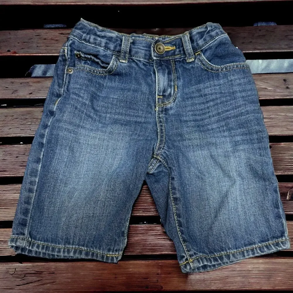 The Children's Place Boys‎ Shorts Sz 5 Blue Denim Jorts Jean Adjustable Waist