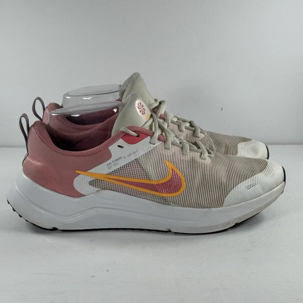 Nike Downshifter 12 Running Shoes White Coral Chalk Orange‎ GS Size 7 DM4194-100