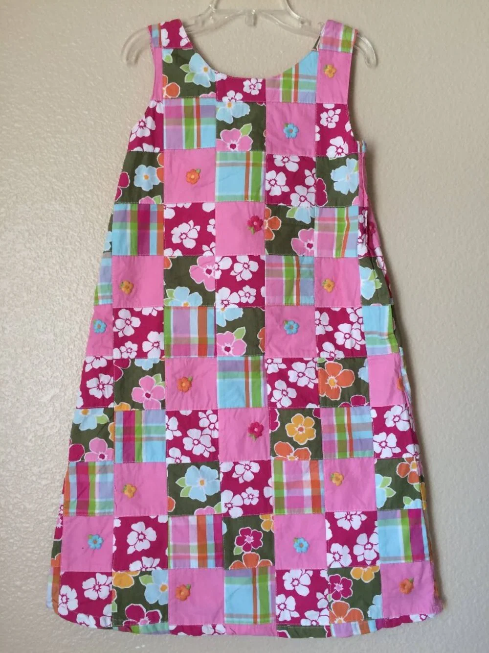 New Gymboree Floral Reef Dress 8/9 Pink Tropical Patchwork Plaid Preppy Blue