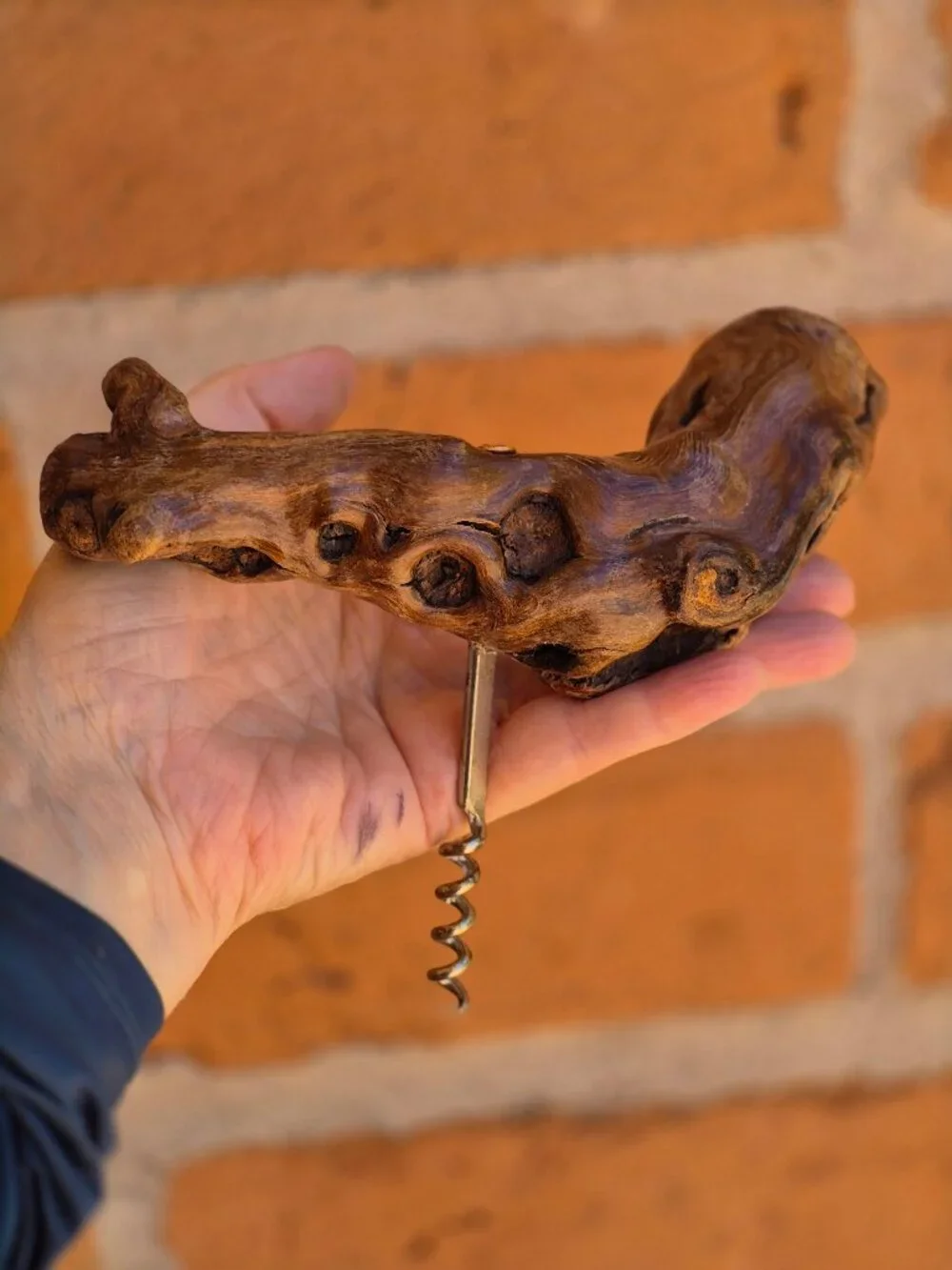 Vintage Grape Vine Burlwood Corkscrew Bottle Opener