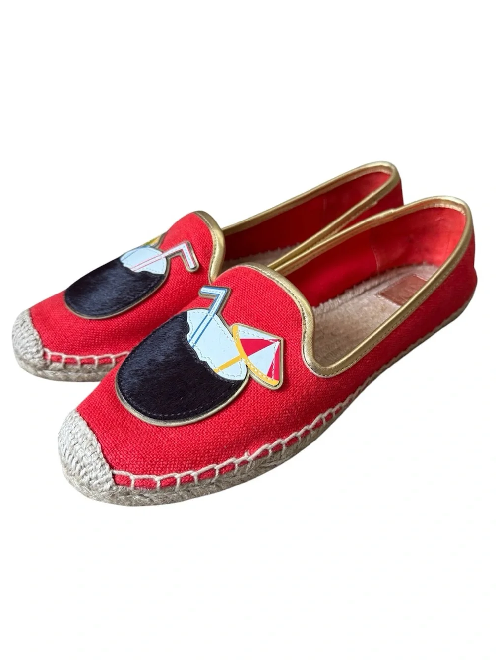 Tory Burch Coco Coconut Cocktail Canvas Espadrilles Flats Women’s Size 10.5 EUC