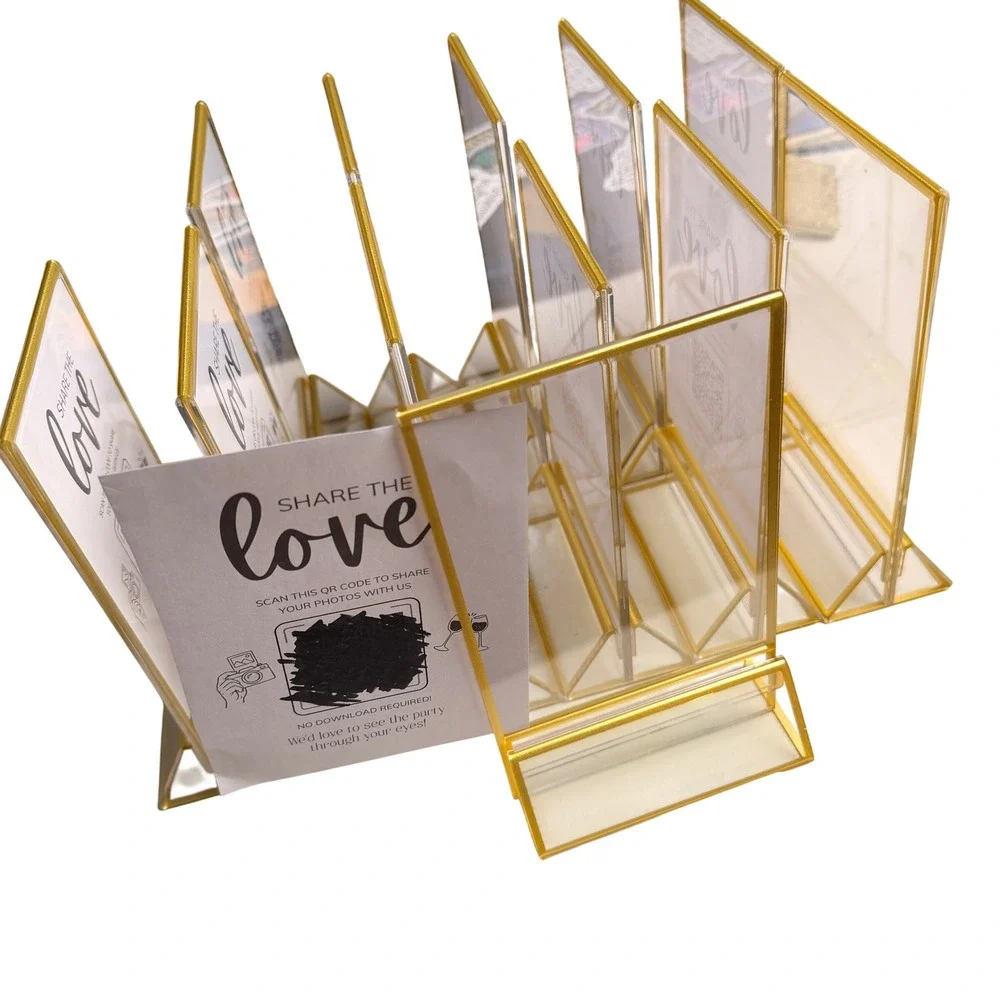 Table Number Stand Frame Acrylic Sign Holder 4x6 Gold 6 Pack Party Wedding Photo