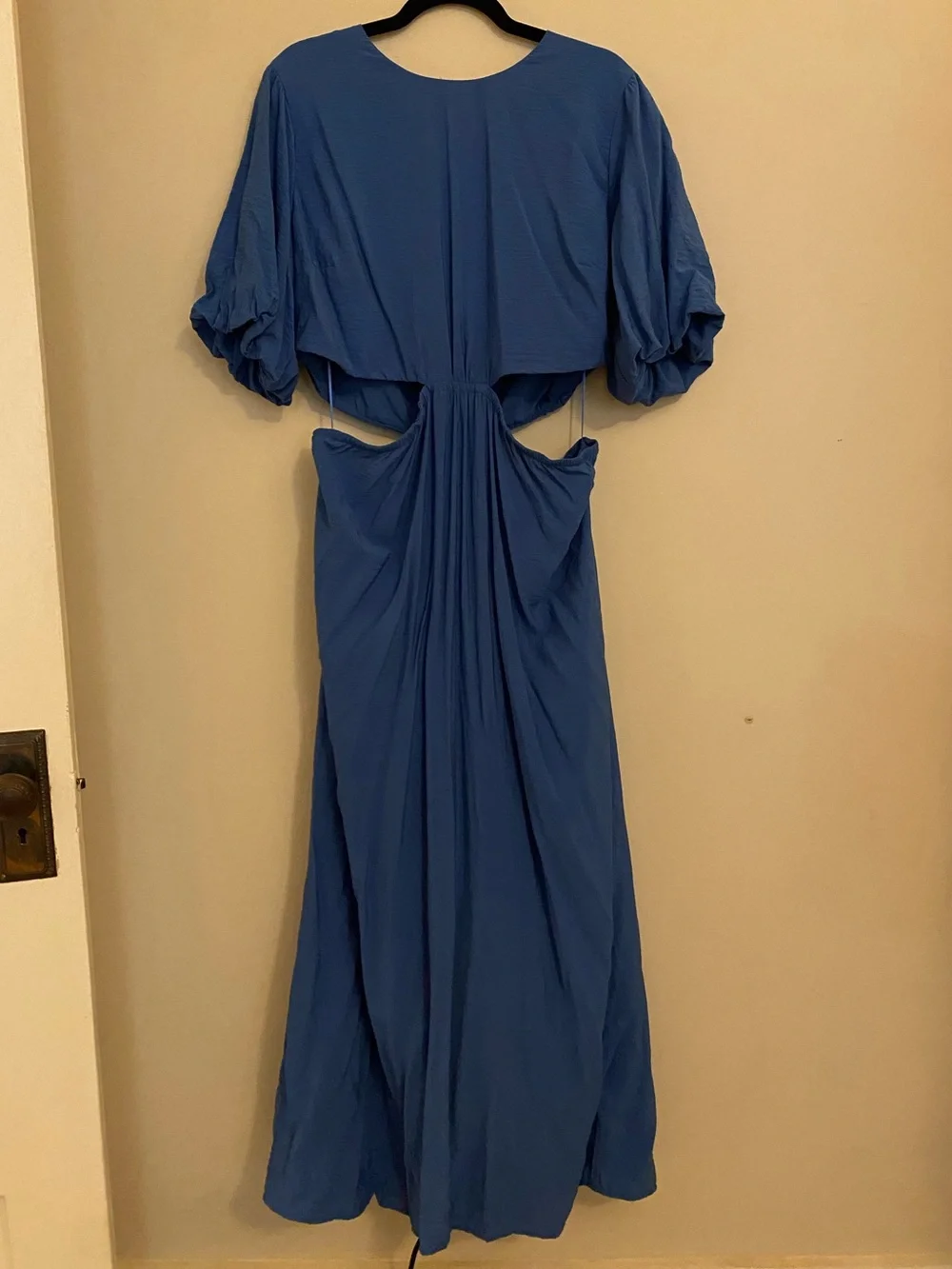 Abercrombie & Fitch Royal Blue Maxi Dress with Puff Sleeves size XL