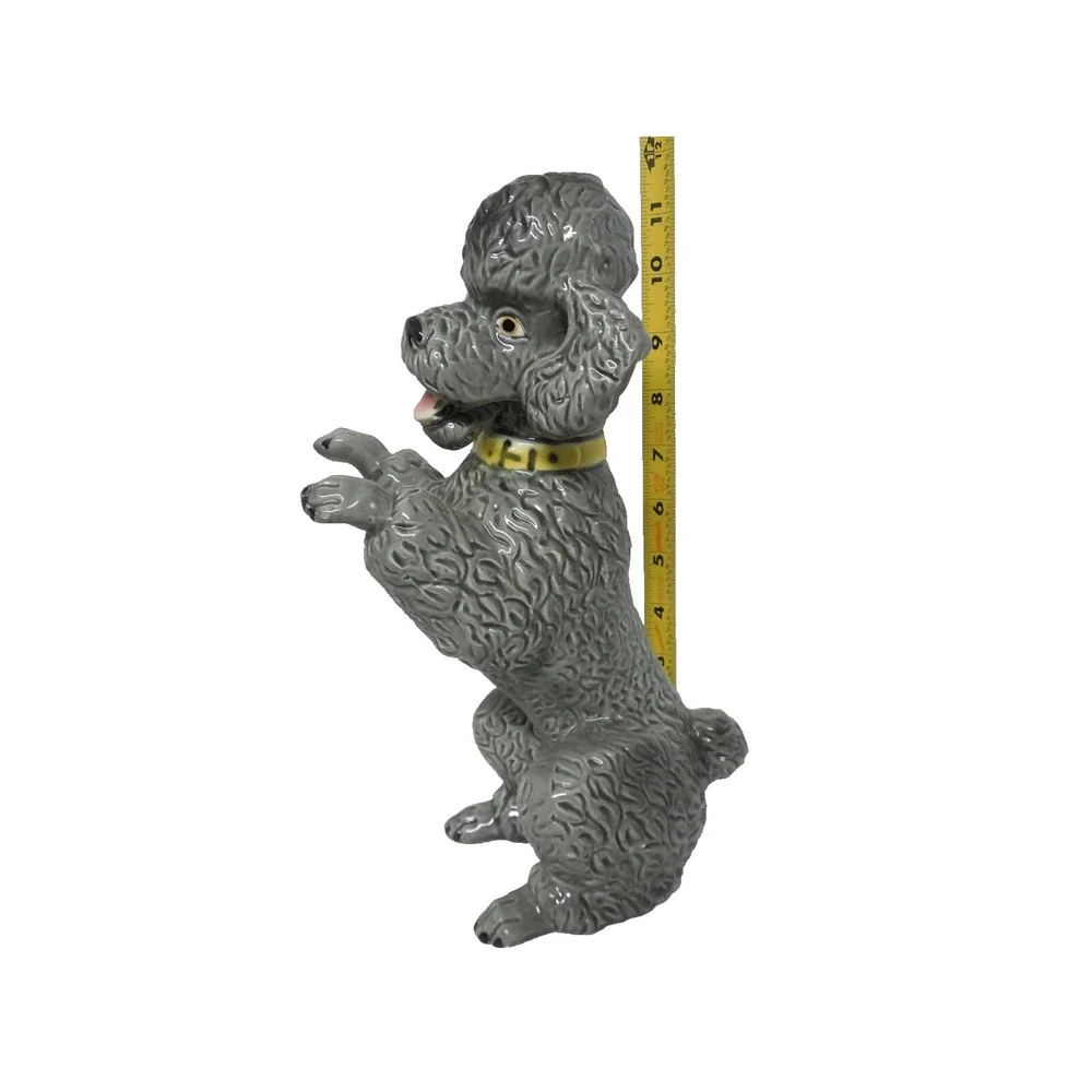 Sitting Up Poodle Ceramic Figurine Vintage Mid Century Japan