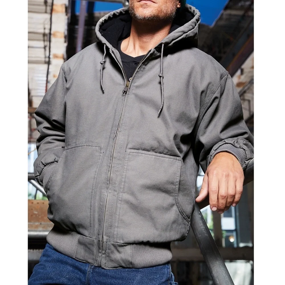 Cornerstone Washed Duck Cloth Insulated Hooded Work Jacket, Metal Grey