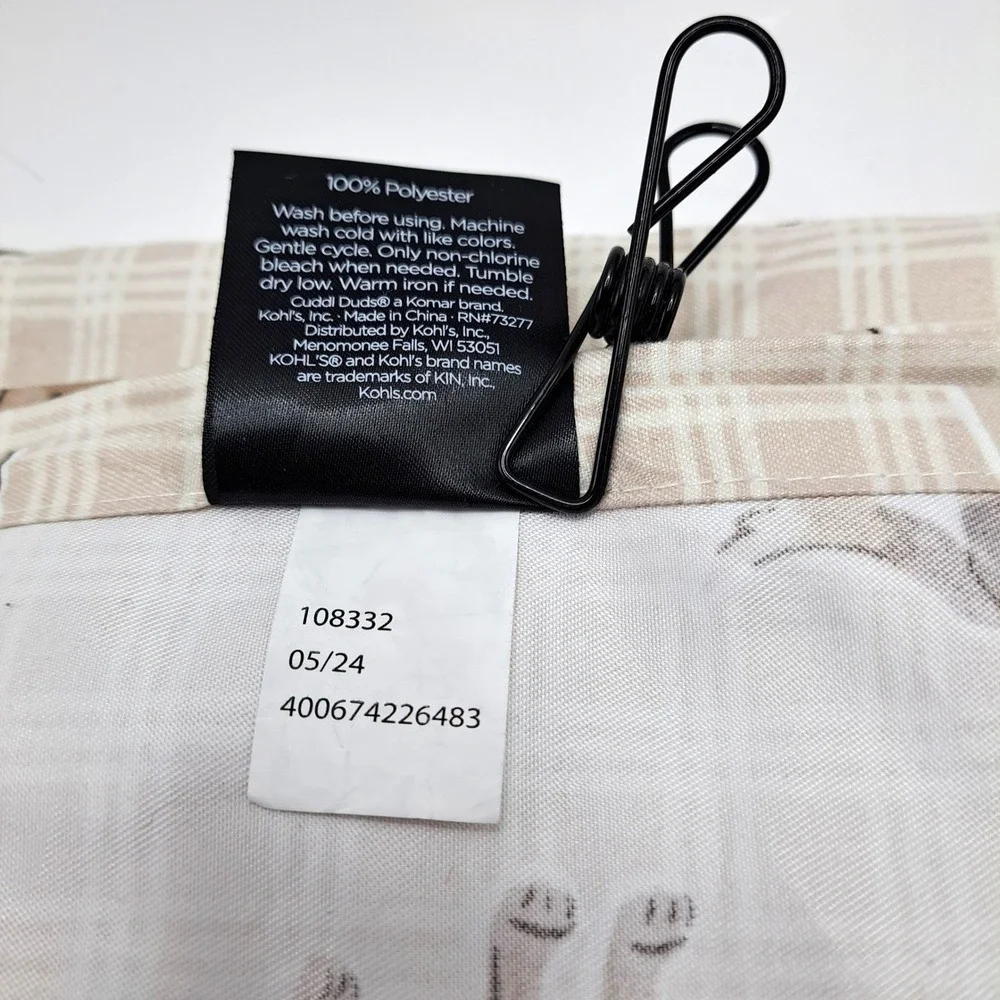 Cuddl Duds Sheet Set Full Size Cozy Dog Paw Plaid Tan Beige Bedding 84x99
