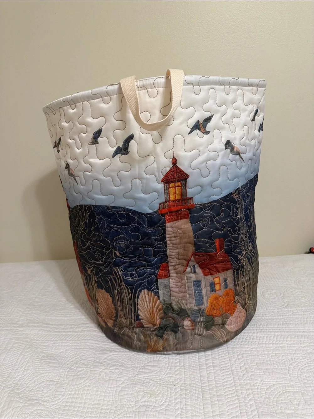 Quilted Lighthouse Storage Bag -