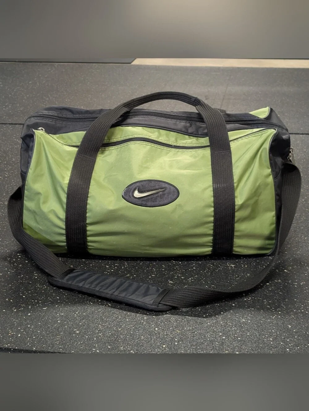 Vintage Nike 90s Military Green Sport Duffle Bag Swoosh Logo