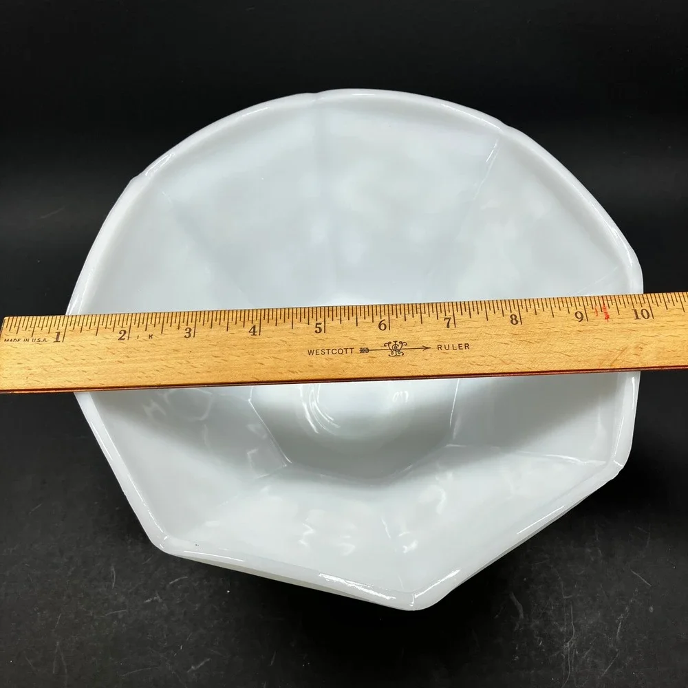 Anchor Hocking Footed Bowls Harvest Grape 8.5in White Milk Glass Vintage Pair