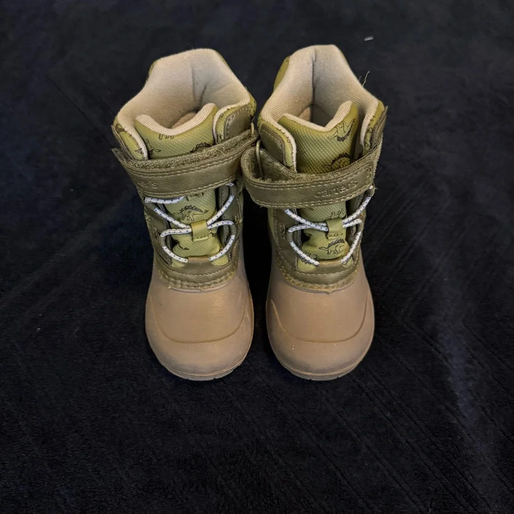 Carters Toddlers Boys Dinosaur Winter Snow Boots‎ Waterproof Size 8 Green