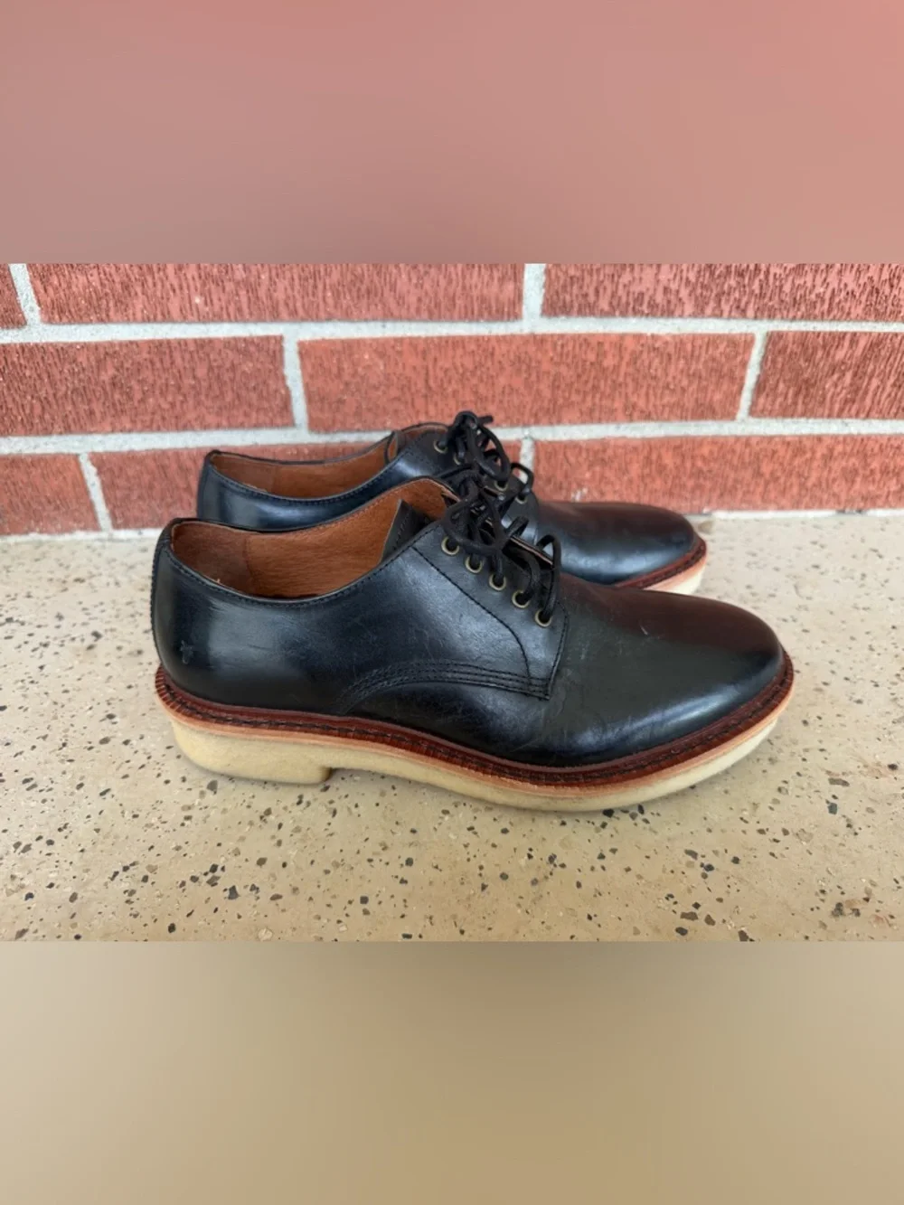 Frye Black Oxford Luke Leather Lace Up Dress Shoes men’s size‎ 7