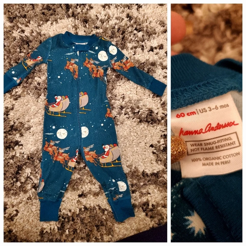 NWOT Hanna Andersson Christmas Onesie Sleeper Outfit 3-6m