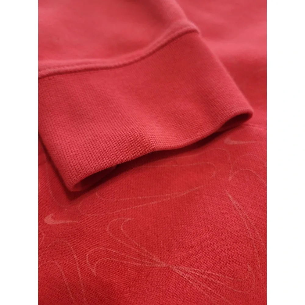 Vintage Nike Center Swoosh Check All Over PRINT Sweatshirt‎ Hoodie Red Size 2XL