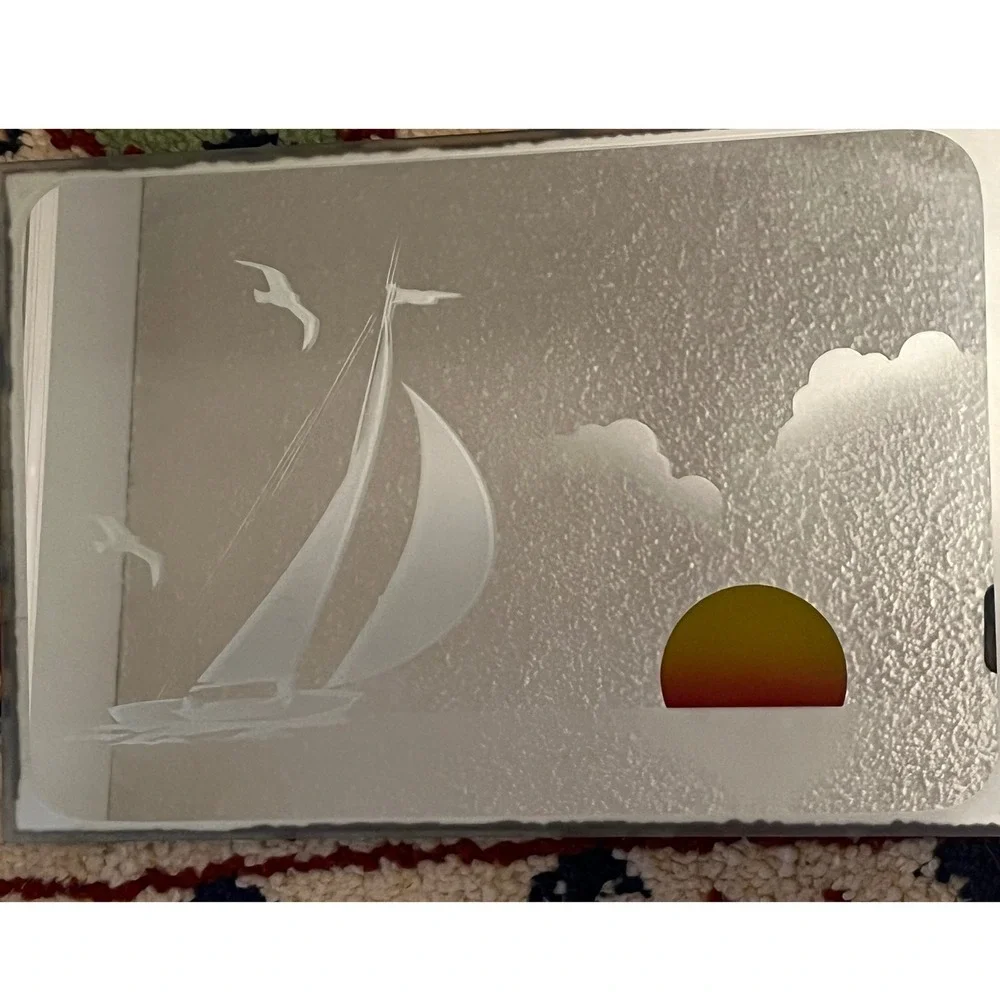 Vintage 1970s MCM Sailboats Sun Mirror Picture Wall‎ Art set of 2