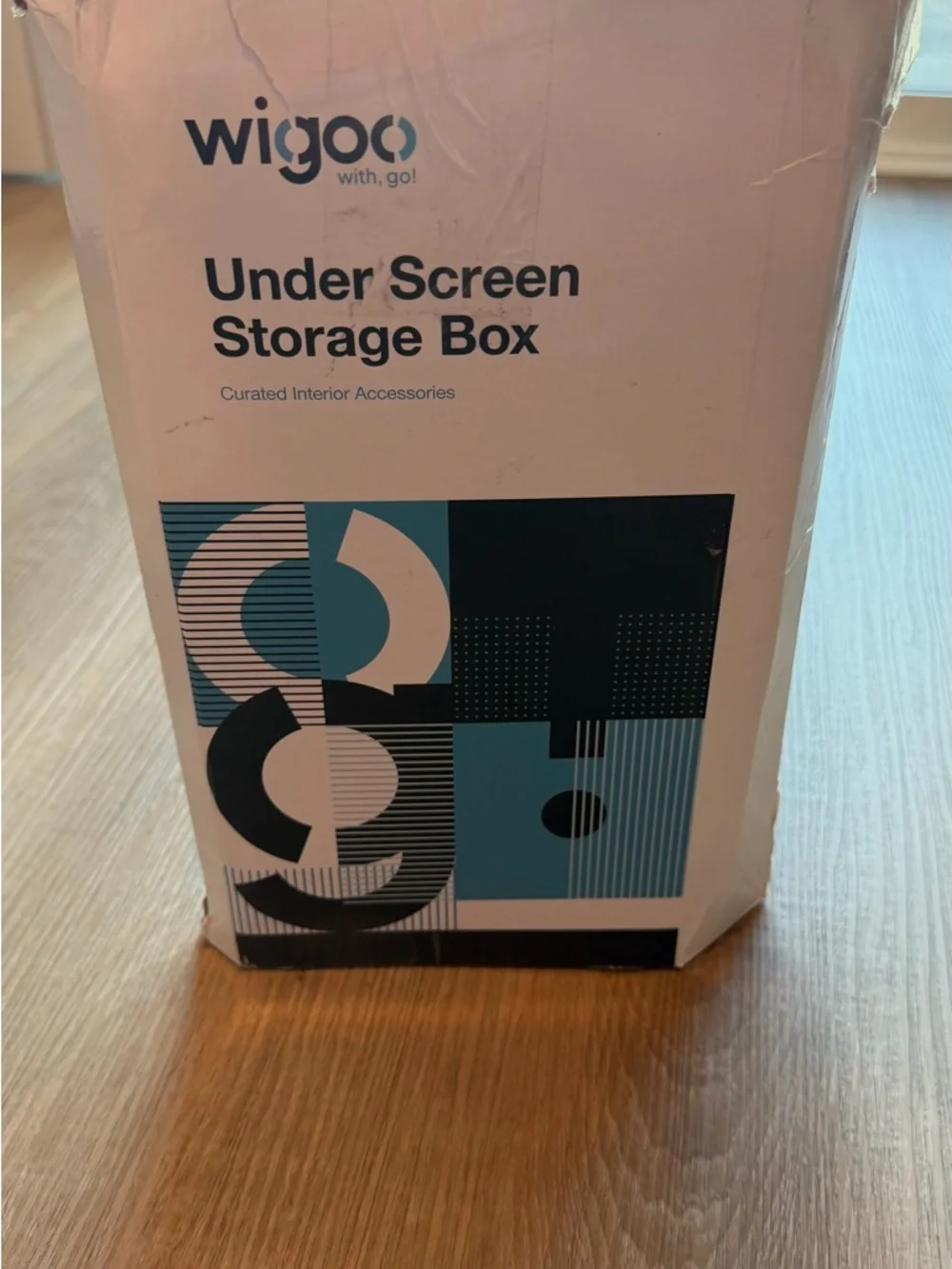 Wigoo‎ Under Screen Storage Box - White with Teal Accents