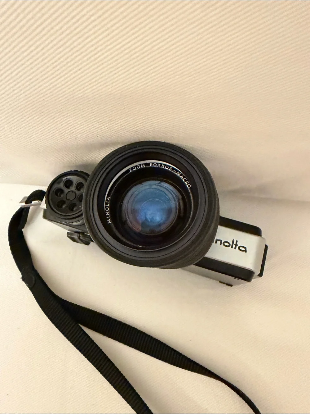 Vintage Minolta 110 Zoom SLR with Leather Bag and Strap