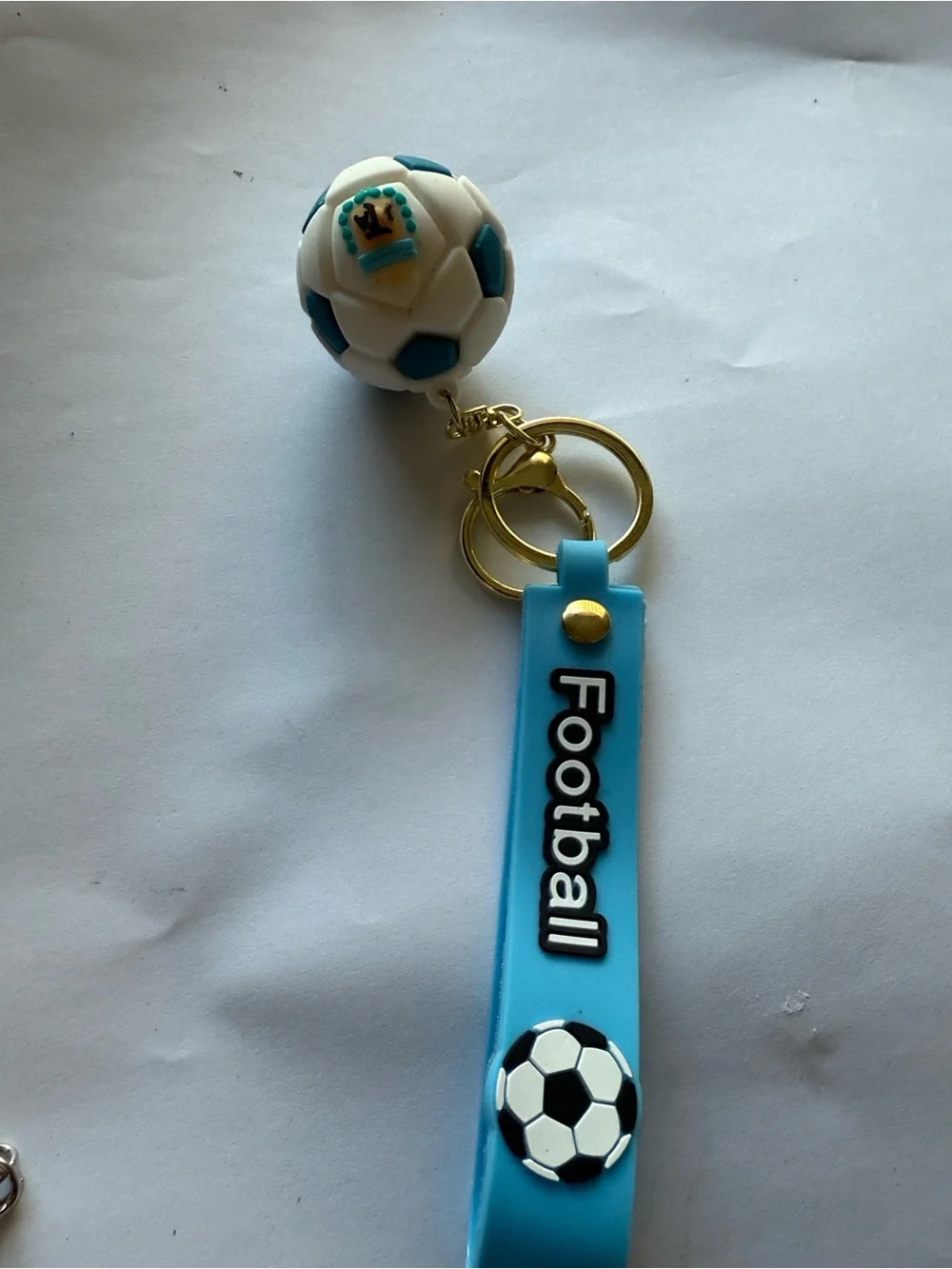 FIFA World Cup Argentina light blue Silicone Keychain with Multicolor Ball Charm
