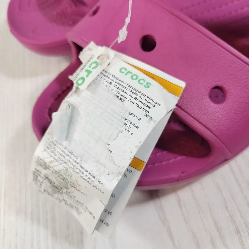 Crocs Classic 2 Strap Slide  Sandal Men’s Size 14 Think Pink Slide Fuchsia Fun