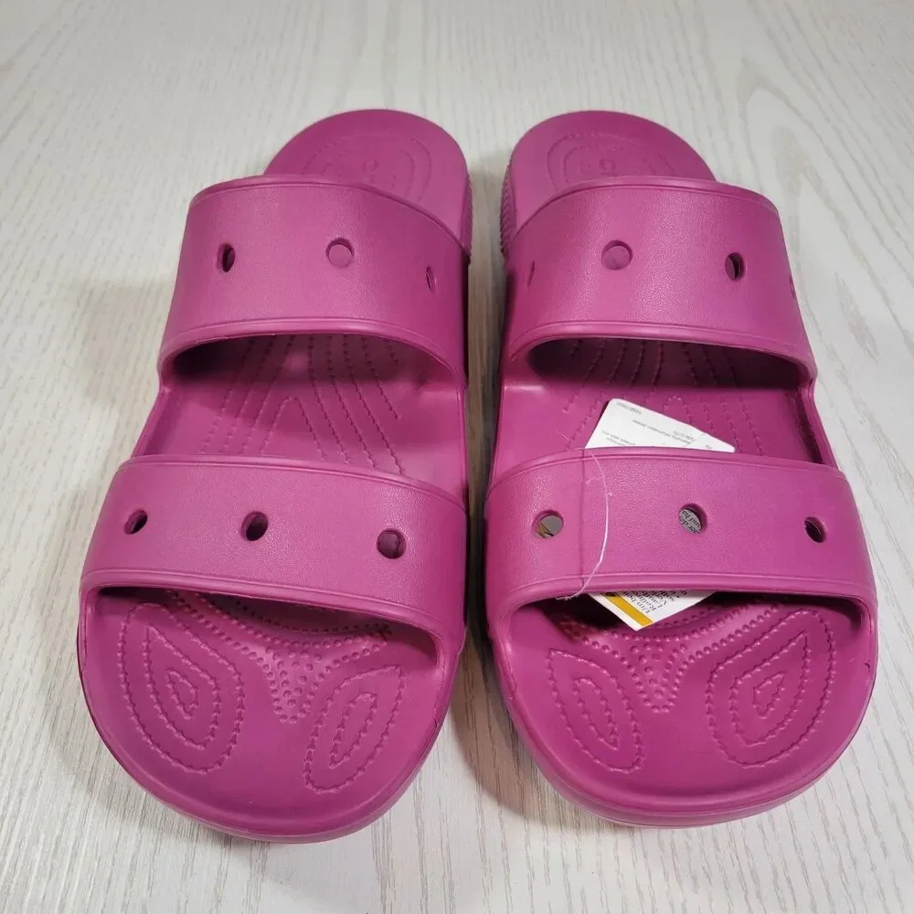 Crocs Classic 2 Strap Slide  Sandal Men’s Size 14 Think Pink Slide Fuchsia Fun