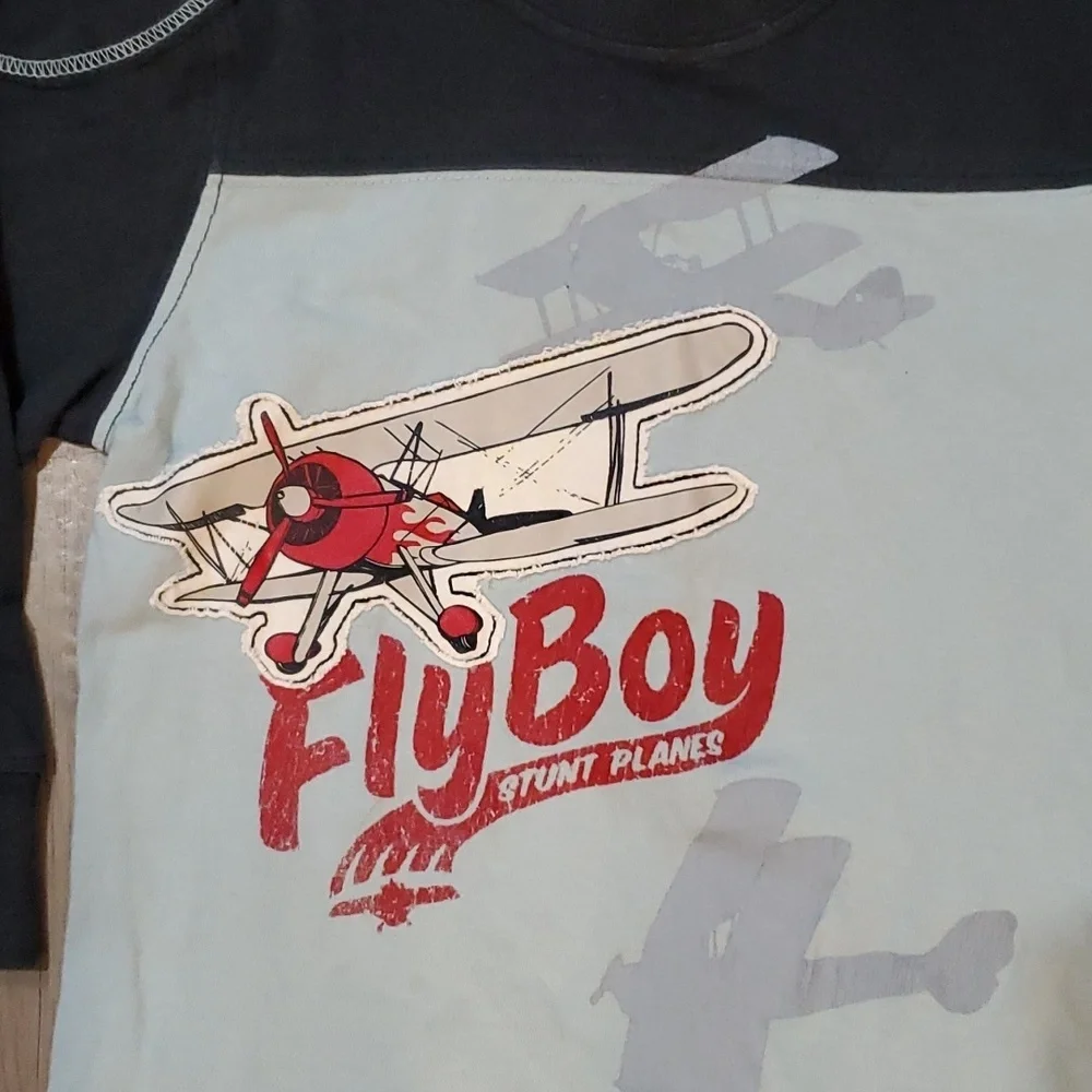 Old Navy Fly Boy Stunt Plane Long Sleeve Shirt Size 3T