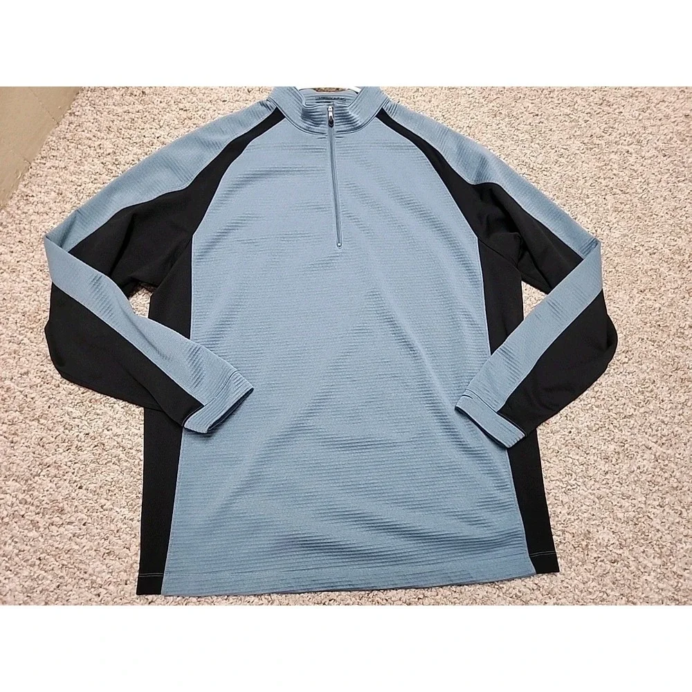Nike Golf Therma Pullover XXL Blue Black 1/4 Zip Long Sleeve Nike Fit Textured‎